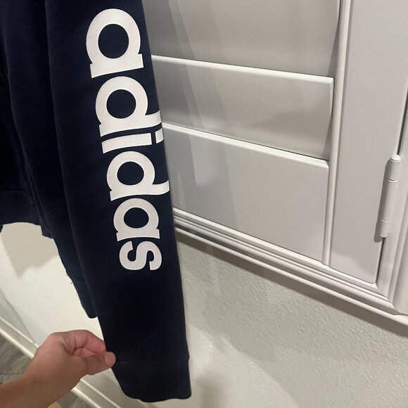 Adidas Women's Navy Blue Essential Linear Full-Zip Hoodie - Picture 5 of 7